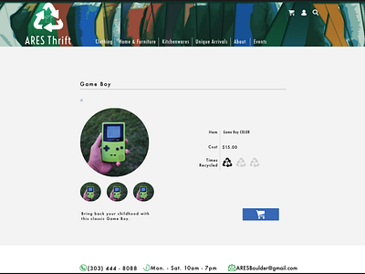 PDP page for thrift store dailyui 006 design sketch ui
