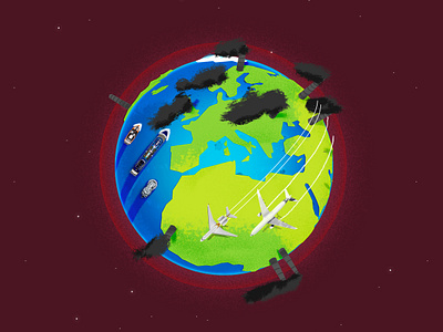 Our Planet and climate change boat climate illustration plane planet