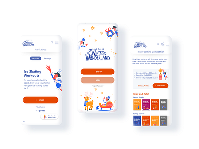 Winter Wonderland 2020 Adobe XD Challenge adobechallenge adobexd christmas christmasapp dailyui eventapp illustration mobile app mobileui mobileuidesign uidesign uiux winterwonderland winterwonderland2020 wireframe