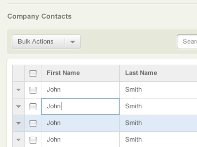 UI - Editable Contacts Table