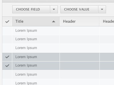 wireframe - targeting list items in a table