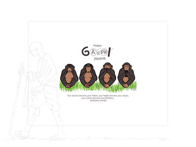 Gandhi Jayanti for monkey gandhi mhatma monkey monkey with phone post three monkey