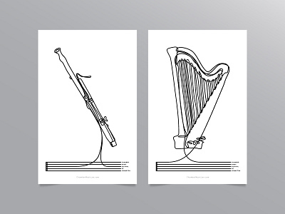 Chamber Music Festival Posters bassoon black and white chamber music festival harp music poster