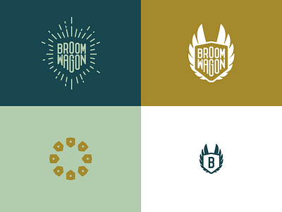 Broomwagon Badges badges bike shop broom broomwagon icon shield wagon wings