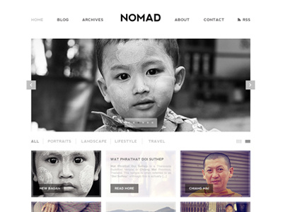 Nomad Theme black blog minimal photoblog photography portfolio theme white wordpress