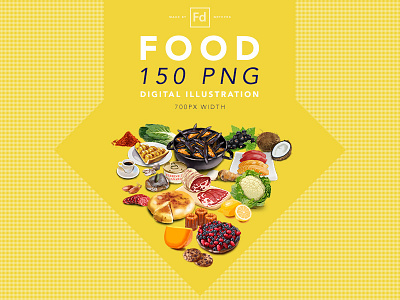 Food Digital Illustration digital painting food foodstuffs fruit meat nourishment vegetables