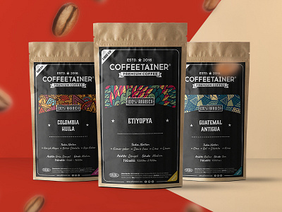 Coffeetainer / Coffee Package arabica coffee colombia houla etiyopya guatemal antıgua package sticker