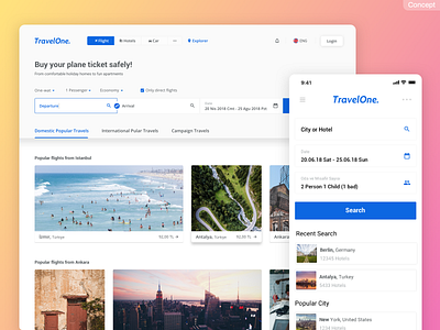 Travelone Web Site: Home airline booking car design flight form hotel sketch travel ui