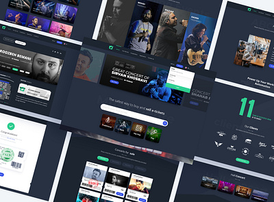 Concert UI album booking concert dark theme entertainment event event app festival music music streaming dashboard podcast radio songs streaming platform ticket app ticket booking tracks ui ux web app