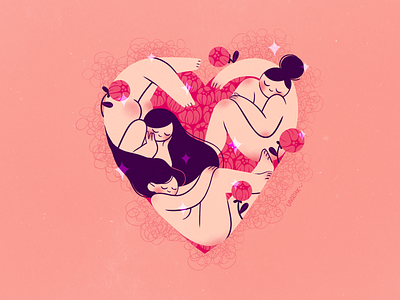 Valentine's Day! body positive character design girls heart love self love valentines valentinesday