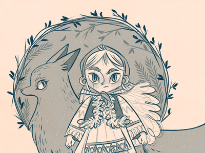 Ylenia art book character design fairy tale girl illustration kids book texture vintage wolf