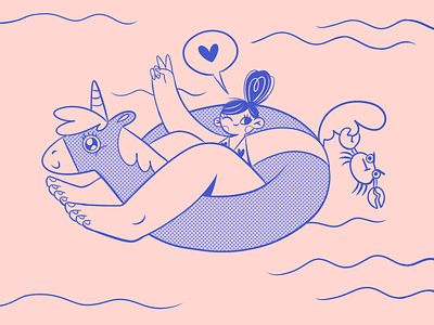 Yay!Holiday! book characterdesign girl holiday illustration magazine photoshop sea smile summer sunshine swimming swimsuit unicorn vacation