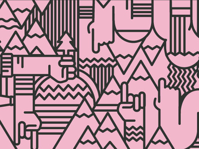 Huettengaudi Pattern design illustration mountain pattern rosa
