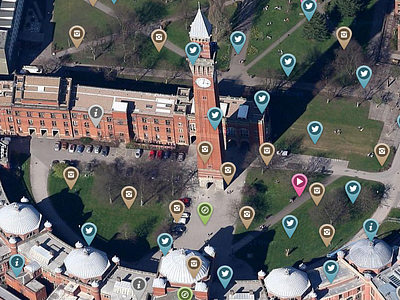 Virtual Tour birmingham google maps pins university