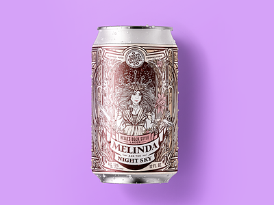 🌙 Melinda and the Night Sky 🌙 Helles Bock Style Lager Illustra band beer beer can beer label graphic design illustration leaves melinda and the night sky merch musician north country brewing co pittsburgh procreate sketch woman