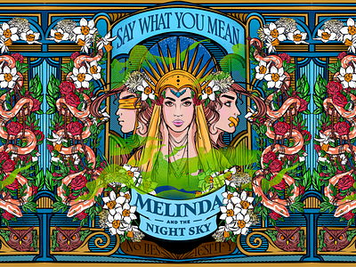 🌙 Melinda and the Night Sky 🌙 Say What You Mean album album cover daily sketch flower graphic design illustration leaves melinda and the night sky occult pittsburgh portrait poster procreate single cover sketch smoke snake woman