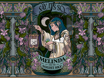 🌙 Melinda and the Night Sky 🌙 "Say It's So" album album artwork album cover crow daily sketch flower goddess graphic design illustration leaves melinda and the night sky occult portrait poster procreate raven single cover sketch smoke woman