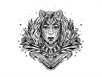 Daily Sketch #2 black and white daily daily sketch design drawing flower graphic design horns illustration ink leaves pattern portrait poster practice procreate sketch woman