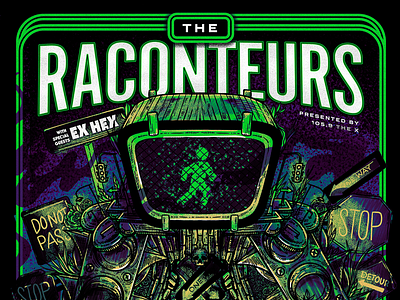 The Raconteurs Stage AE Concert Poster band black and white bones concert poster event flower graphic design illustration leaves lineart linework music poster portrait poster poster design procreate skull stipple the raconteurs work in progress