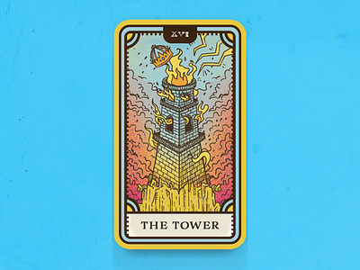 Tarot Card Series 1: 16 Tower card daily sketch fire illustration occult procreate tarot tarot card tower witch