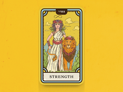 Tarot Card Series 1: 8 Strength card daily sketch illustration lion occult procreate strength tarot tarot card witch woman