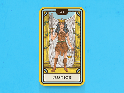 Tarot Card Series 1: 8 Justice card crown daily sketch illustration justice occult procreate tarot tarot card witch woman wonder woman