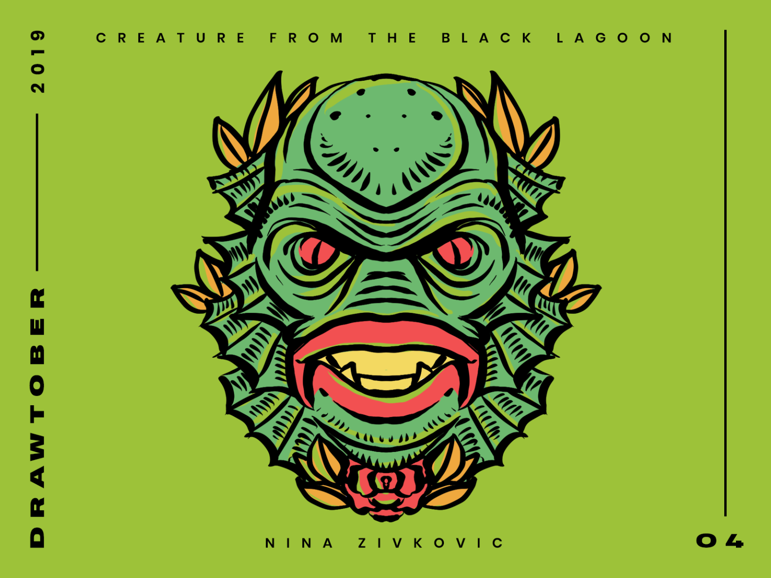 Drawtober: 04 of 31 - Creature of the Black Lagoon designed by Nina Zivkovi...