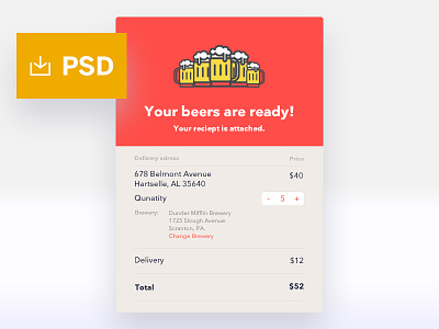#TBT Email receipt beer dailychallenge dailyui email free items psd recipt ui userinterface ux