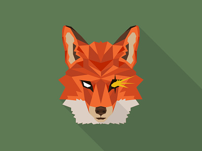 Fox animal flat fox geometric long orange polygons shadow vector