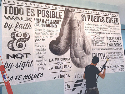 Faith 2013 ampersand boxing church design installation paper poster typography vintage wall wall art wheat paste