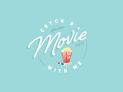 Catch a Movie with Olan Rogers 3d 50s cinema film illustration logo movie popcorn retro typography vintage