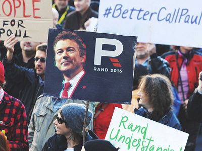 Rand Rally advertising america brand campaign logo paul politician rally rand reimagining republican sign