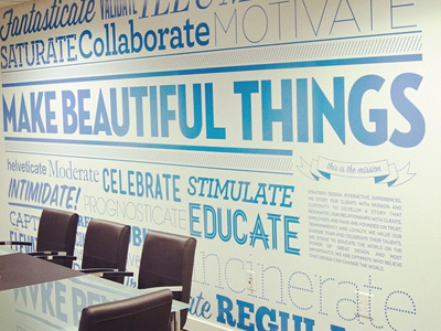 Make Beautiful Things - Wall handwritten office studio type treatment type wall typography typography wall vintage vinyl wall