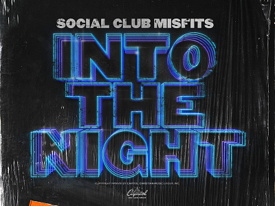 Social Club Misfits "Into The Night" Album Artwork 80s album club hiphop neon plastic record retro social texture typography vinyl