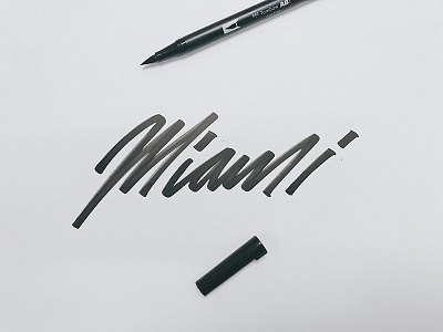 Miami black brush hand handwritten lettering miami pen stroke thick tombow type