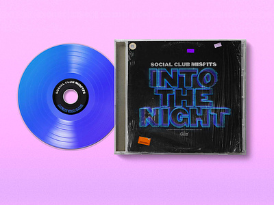 Social Club "Into the Night" Album Package album art album cover cd electric hiphop jewel case music neon pink record retro typography vinyl