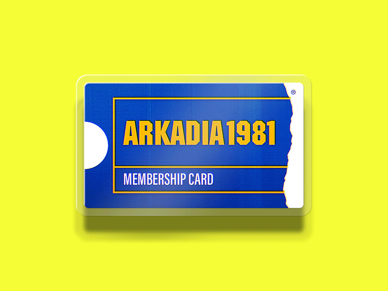 Arkadia1981 Membership 90s apparel arkadia1981 blockbuster card future membership membership card monogram plastic retro typography video