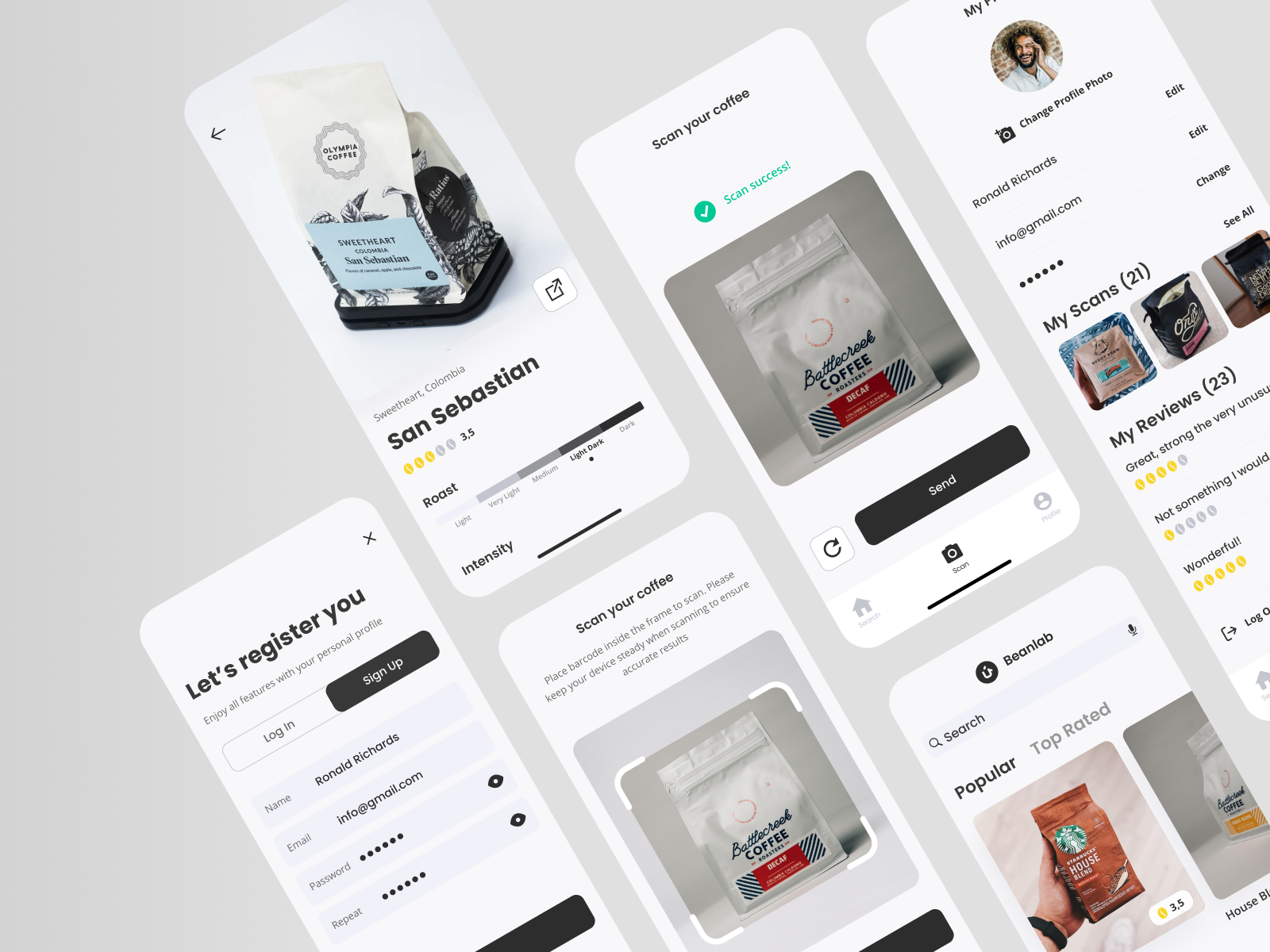 Beanlab Coffee rating app by Shyf on Dribbble