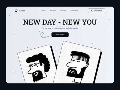 Barbershop - hero concept blackandwhite design funny hero homepage illu illustration layout minimalistic ui ux