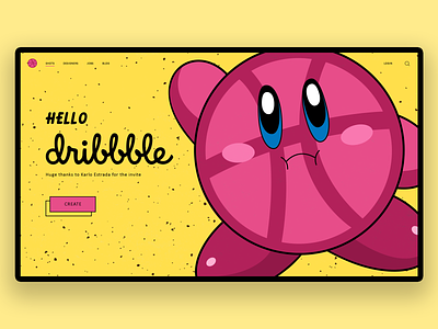 Hello Dribbble! design flat games hellodribbble illustration illustrator kirby nintendo playfull ui ux web website yellow