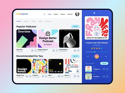 Podcasts website concept - homepage audio player creative design layoutdesign overtime podcasts trendy ui ux ux uxdesign website