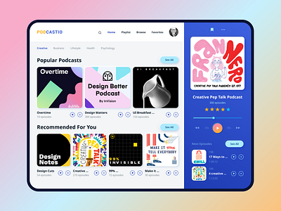 Podcasts website concept - homepage