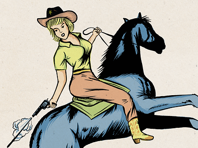 Outlaw art comicbook cowboy cowgirl crudcity doodle girl graphic horse illustration ipad lowbrow outlaw procreate vintage western woman