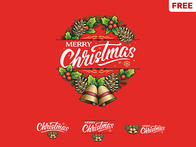 Free Vector Christmas Wreath christmas christmas wreath emblem free free vector freebies graphic design hand drawn lettering logo vector vector art