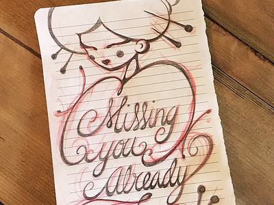 Leaving card Geisha sketch character concept drawing geisha hand lettering handlettering illustration leaving card lettering sketch type typography