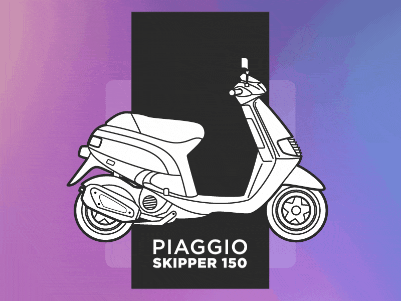 My oldies series 1 of 4 (Piaggio Skipper 150cc '94) animation branding clean flat gif illustration moped motion motorbike retro ui vector