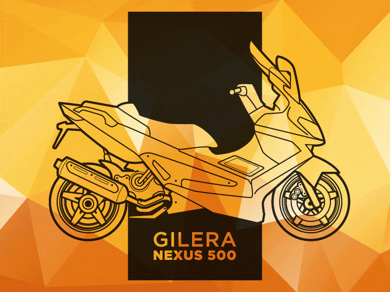 My oldies series 2 of 4 (Gilera Nexus 500cc '02) animation bike clean gif illustration moped motion motorbike poly polygon ui vector