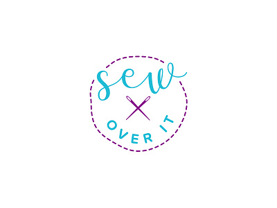 Sew Over It logomark blue logo logomark needle purple sew