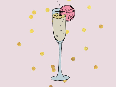 Champagne Cocktail digital illustration food and drink ink drawing ink illustration photoshop