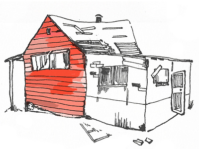 191216 Delapadated House by Ottilia Stephens design illustration ink sketch